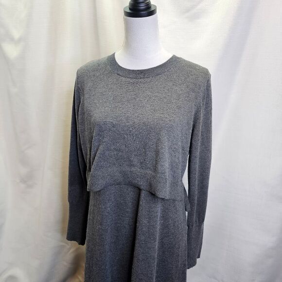 Calvin Klein Gray Layered Long Sleeve Knit Sweater Dress Size Large - Picture 4 of 9